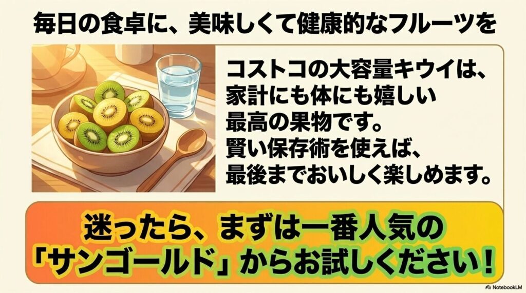 まとめとして、まずは人気のサンゴールドから試すことを推奨する結びのスライド。