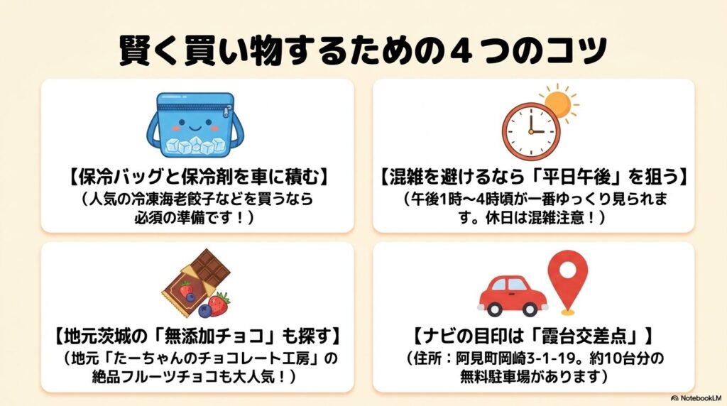 保冷バッグの持参やおすすめの時間帯、地元産の商品など、賢く買い物をするための4つのコツ。