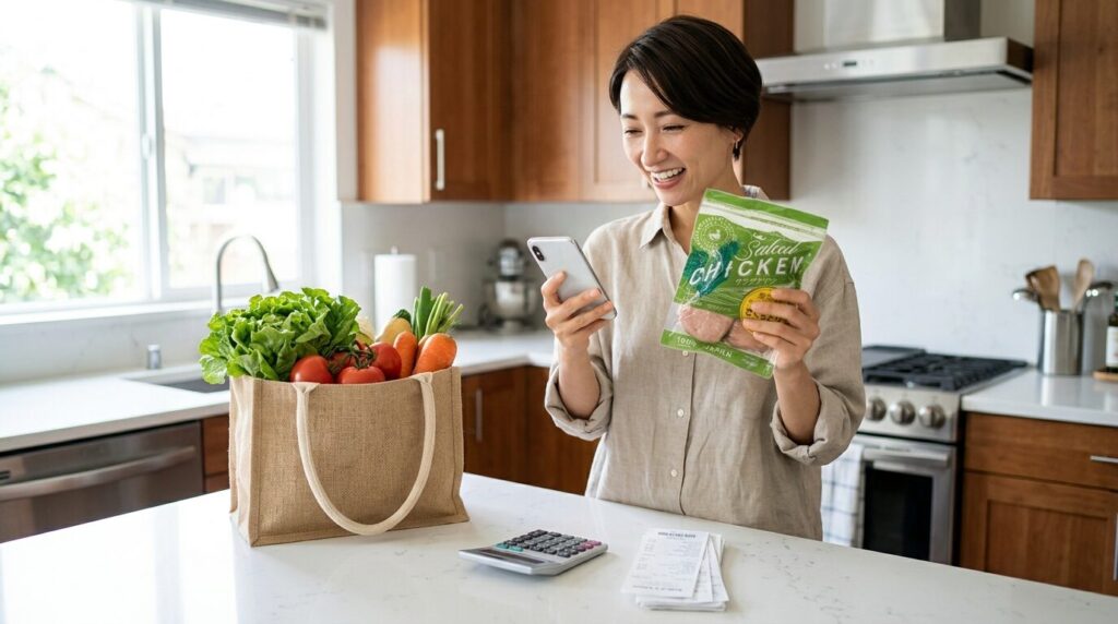コストコのさくらどりサラダチキンのコストパフォーマンスを確認する主婦