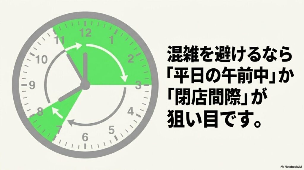 混雑を避けて給油するためには、平日の午前中か閉店間際がおすすめの時間帯です。