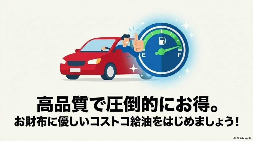 高品質で家計に優しいコストコでの給油を推奨して締めくくっています。