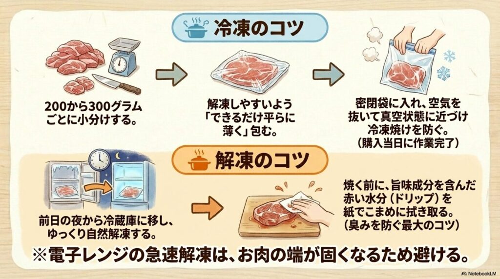 プルコギを長持ちさせるための冷凍保存のコツと、解凍時に美味しさを逃さないためのポイントを解説。