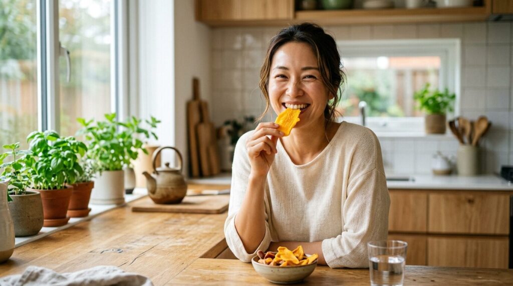 ドライマンゴーで美容と健康をサポートする日本人女性